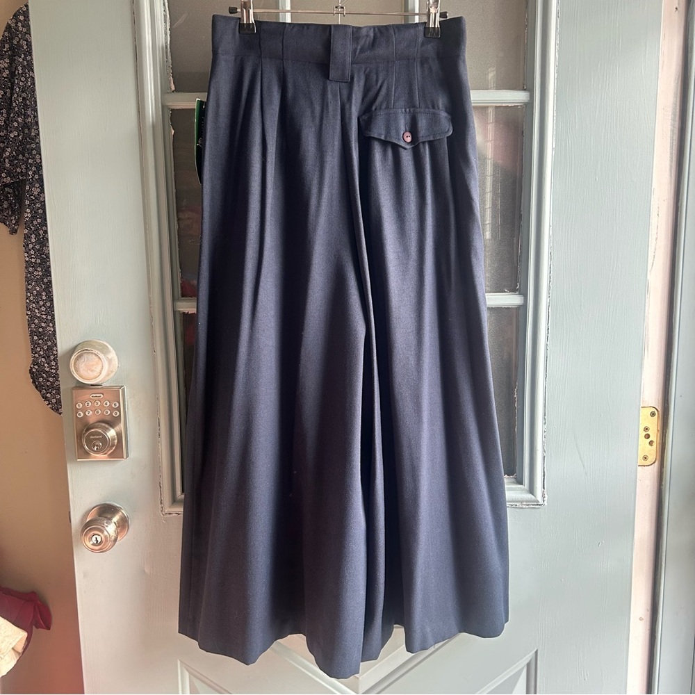 NWT Vintage Pleated Wide Leg Midi Palazzo Pant Trouser Skirt Hunt Club Navy 12 - Picture 3 of 10